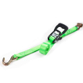 1.5" 2T 38mm Rubber Handle Ratchet Buckle Tie Down Green Strip Belt With 1.5 Inch Double S Hooks