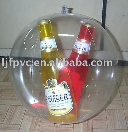 PVC beach ball with  bottle inside