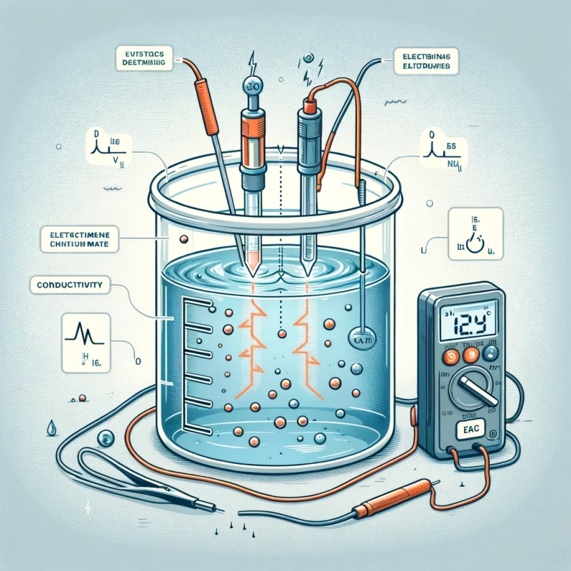 Diagram of conductivity measurement using electrodes Diagram of conductivity measurement using electrodes