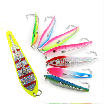 Multiple Colors Single Hook Luminous Salmon Trolling Spoon Lure