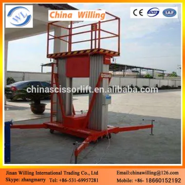 Two mast 10m aluminum electric vertical man lift