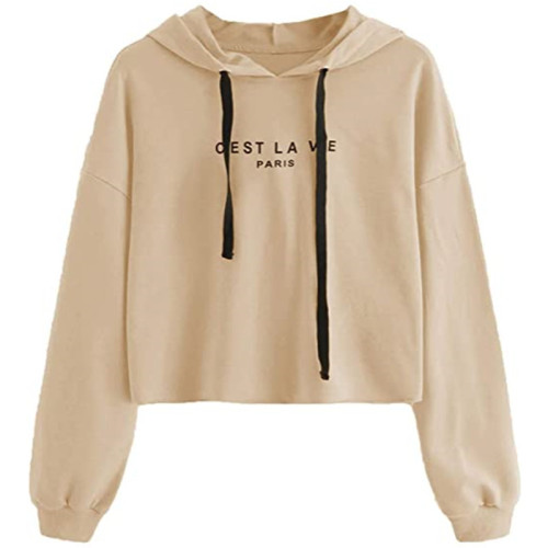 Drawstring Trendy Sweatshirt Women's Letter Sweatshirt Crop Top Hoodie Factory