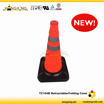 Cone: TC104B 45cm one reflector Retractable safety folding traffic cone with rubber base