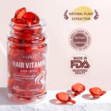 Private Label Hair Treatment Serum with Argan Oil and Vitamins C, E, Biotin - 40 Capsules
