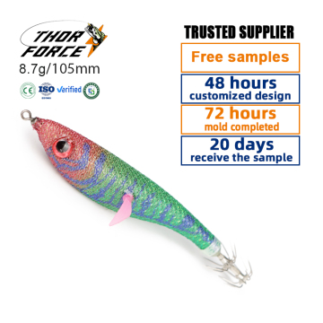 THORFORCE OEM/ODM 105mm 8.7g Vivid Swimming Fast Sinking Saltwater Artificial Hard Bait Fishing Lures Egi Squid Jig" 

For a more SEO-friendly and concise title, you might consider:
"THORFORCE 105mm 8.7g Fast Sinking Saltwater Artificial Bait Fishing Lure