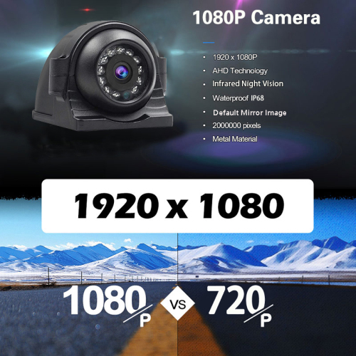 1920*1080p AHD Side View Camera 12V สำหรับรถบัสรถบรรทุกตรวจสอบ IR Night Vision กล้องเฝ้าระวังรถยนต์ IP68 กันน้ำกันน้ำ