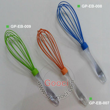 Random Color Silicone Whisk Baking Tool Kitchen Utensil Baking clear San Plastic handle