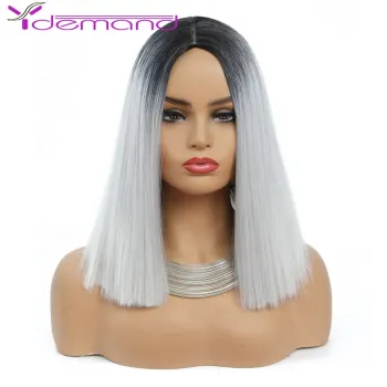 Y Demand Fashion Woman Wigs Ombre Straight Woman Wig Bob Short Synthetic Wig Colours Natural Middle Part Heat-resisting Soft Hai