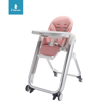 Chaise de salle à manger pour bébé inclinable réglable avec roues