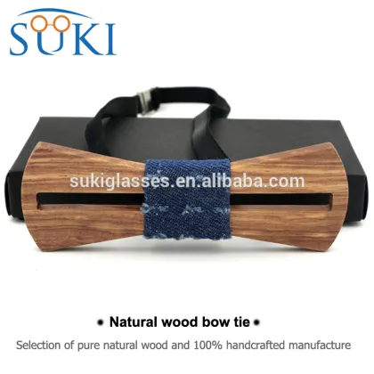 Wood Bow Tie Clip On Bow Tie cotton fabric MENS BOW TIE SBW1004