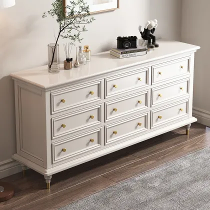 Modern French Solid Wood Bucket Storage Cabinet