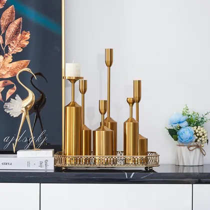 Luxury Gold Metal Candle Holders for Home Decor