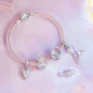 Super Quality 925 Sterling Silver Pink Heart Charm Necklace for Women