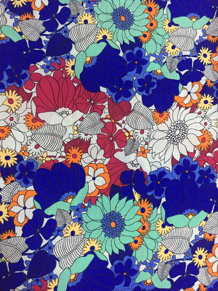 Flower Design Polyester Bubble Crepe Printing Fabric