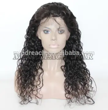 Raw 100% Indian hair wig natural black curly human hair full lace wig