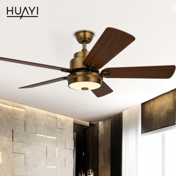 53 Inch DC Industrial Vintage Remote Control Wooden Retro LED Ceiling Fan
