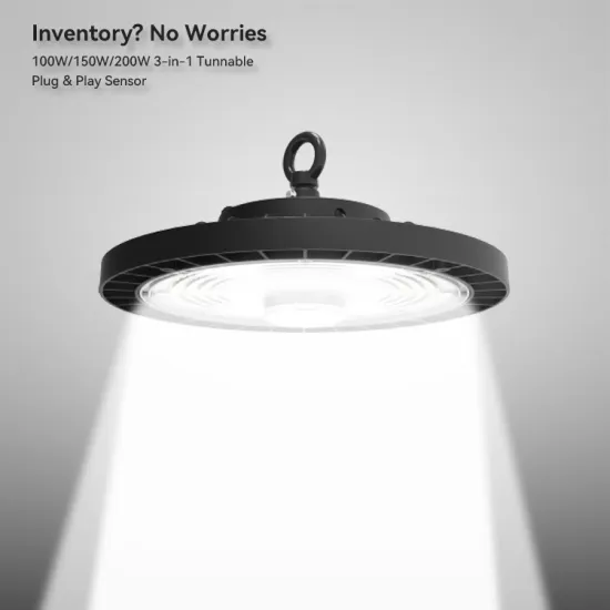 High Bay LED Lights: 100W, 150W, and 200W Commercial & Industrial Lighting Fixtures for Indoor Warehouse and Factory Use