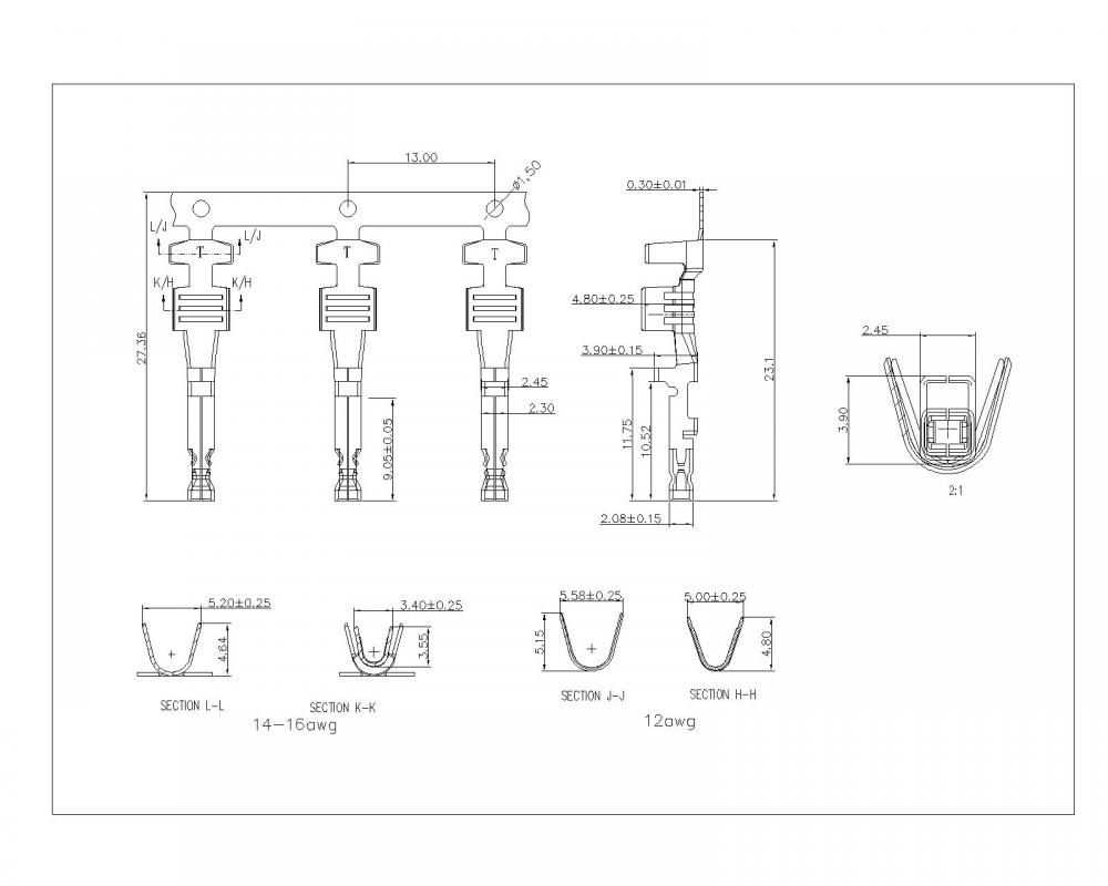 AT5701F-B-X 5.70mm pitch Crimp Terminal Connector series