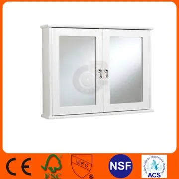 MDF Double Door Mirrored Bathroom Cabinet
