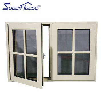 French Aluminum Casement Windows with Grill Design - Tempered Glass and Storm Options for Sale