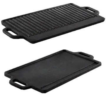 Customizable Size Cast Iron Double Side Reversible Griddle Bbq Cast Iron baking Pan cooking food Grill bbq Toppers