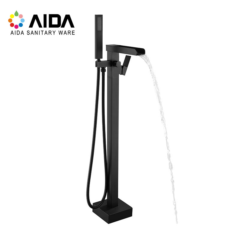 Waterfall Tub Filler Spout Black Bath Faucet