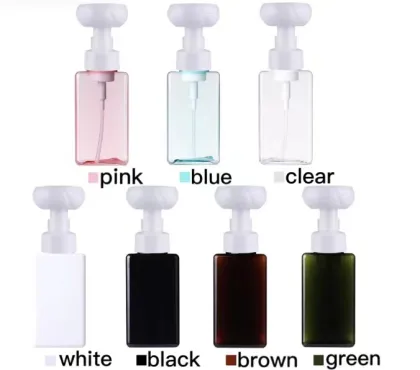 Facial cleanser foam bottles with flower shape pump
