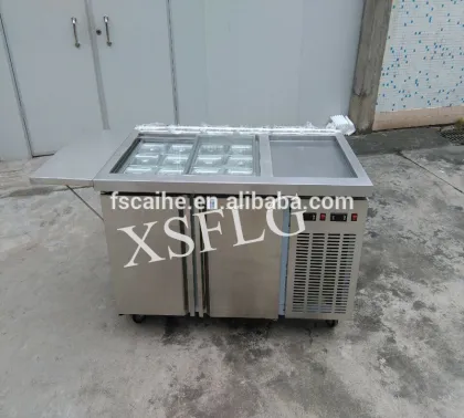 Pans to show & freeze ice cream and roll fry ice cream machine