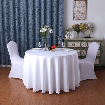Round White Polyester Cotton Banquet Wedding Linen Tablecloth for Hotels
