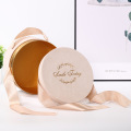 Custom Logo Ribbon Handle Suede Round Box