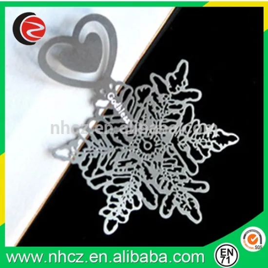 2016 hot sale high quality snowflake style gift use metal bookmarks