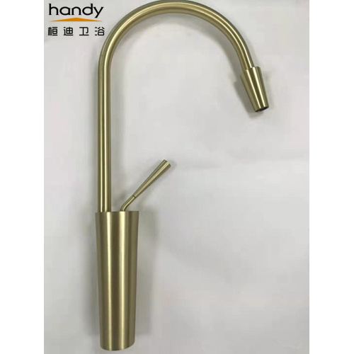 Single-lever Square Brass Kitchen Taps 7-shaped brushed gold kitchen mixer faucet Manufactory