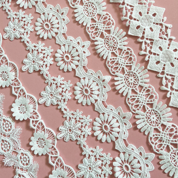 Hot Selling Gold Polyester Lace with Water-Soluble Trim