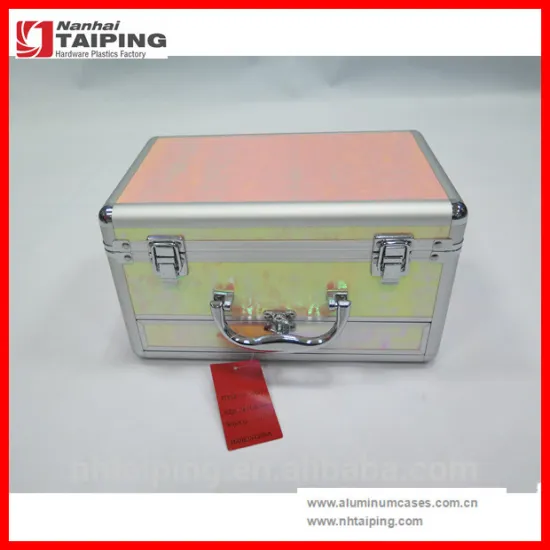 Pink Rolling Makeup Case With Drawer Professional Nail Polish Cases