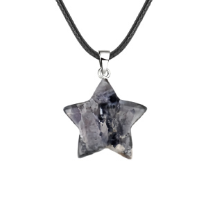 Labradorite 30mm Star Pendant Pendant Necklace 45cm Black Cord