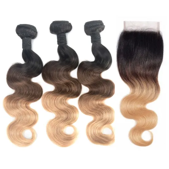 Grade 9A Peruvian Cuticle Aligned Body Wave Human Hair Bundles 4 Bundles With Closure