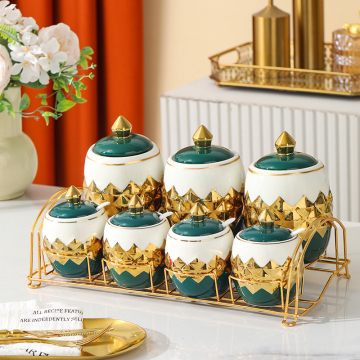 Nordic Light Luxury Gold Rim Condiment Set