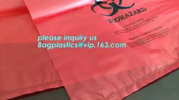 biodegradable biohazard eco bag, PE poly Biohazard Medical Waste Disposable Bag, Extra large capacity biohazard drawtape trash