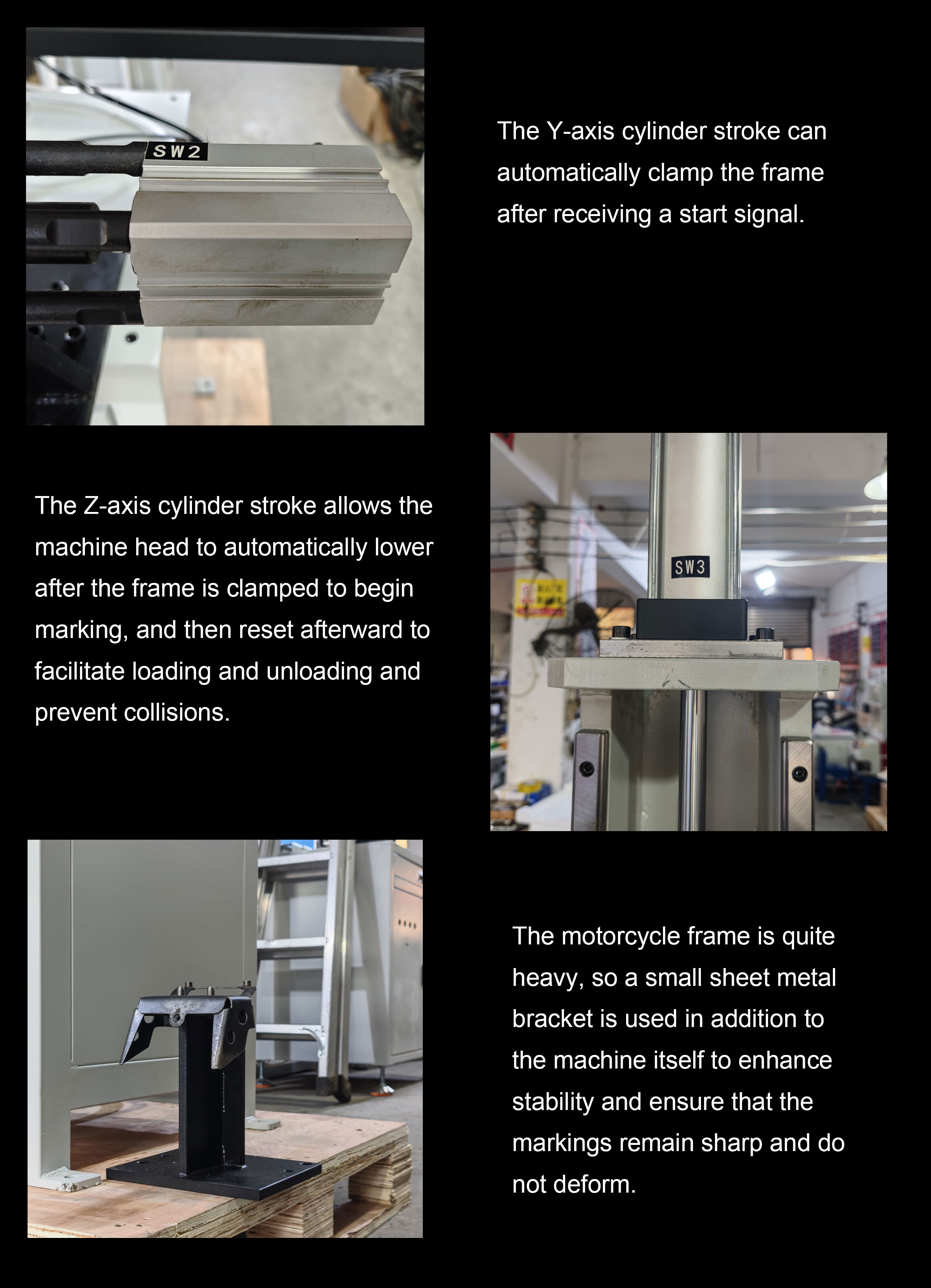 Motorcycle frame cylinder fixture marking machine