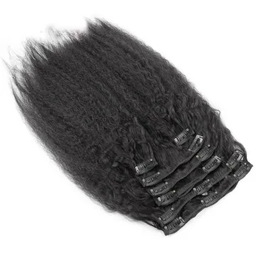 Wholesale Afro Kinky Straight Clip Ins Hair Extensions 100% Virgin Human Hair, Clip In 7PCS Per Set Full Head For Black Women