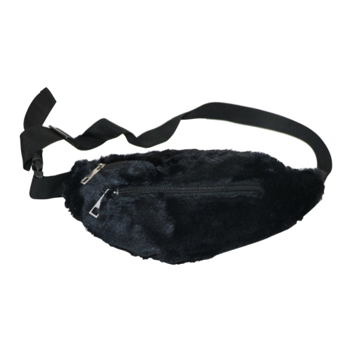 Black Plush Fanny Pack Pack Fanny Lightweight Comfort Kanak -kanak