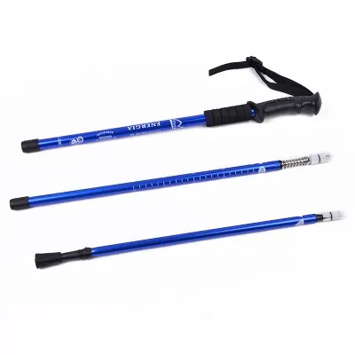Aluminum Telescopic Mountain Trekking Pole Straight Handle Walking Hiking Cane