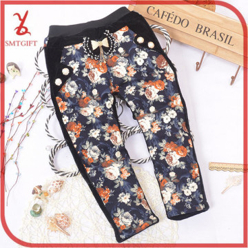 Free shipping YM24 children girls winter thick 100% cotton small floral leggings