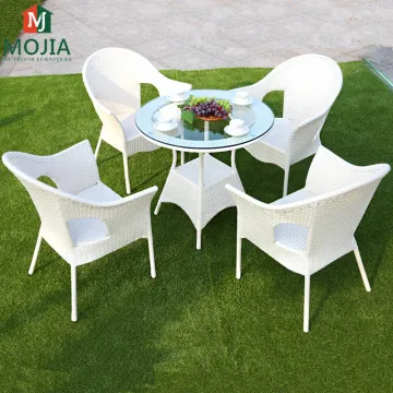 Wicker Rattan Chair and Bistro Table Set for Comfortable Outdoor Patio and Balcony