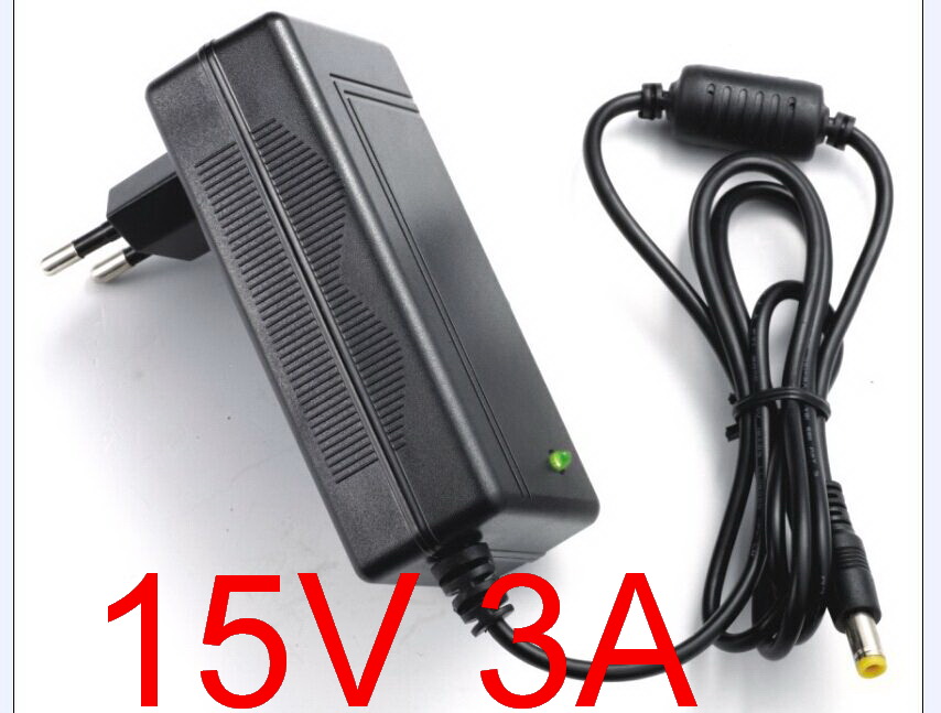 1PCS 15V 3A High quality IC solutions AC 100V-240V DC 15V 3A Switch power supply, 45W LED adapter, EU plug DC 5.5*2.1-2.5mm