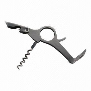 3-in-1 Bottle Opener with Corkscrew and Knife Peeler, Made of Stainless Steel