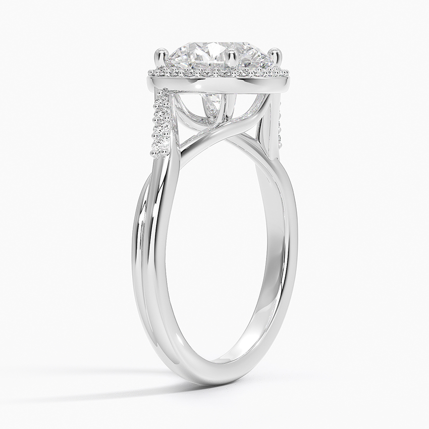 Anggulo ng profile na nagpapakita ng elevation at structural gallery ng twisted lab diamond ring
