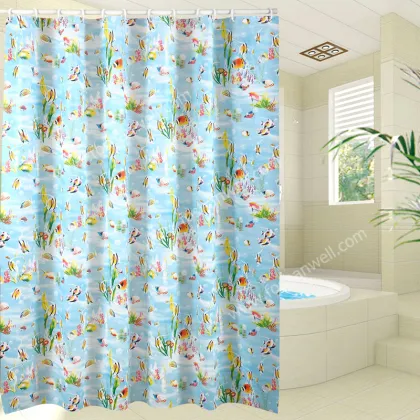 Sea world fish around beatiful shower curtain eco-friendly