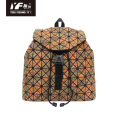 Custom Geometric colorful wooden vegan cork backpack preppy lady drawstring backpack student book bags logo travel school backp