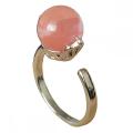 Natural Stone Rings for Women Gemstone 10mm Round Ball Adjustable Ring Crystal Charm Wedding Ring Silver Alloy Ring